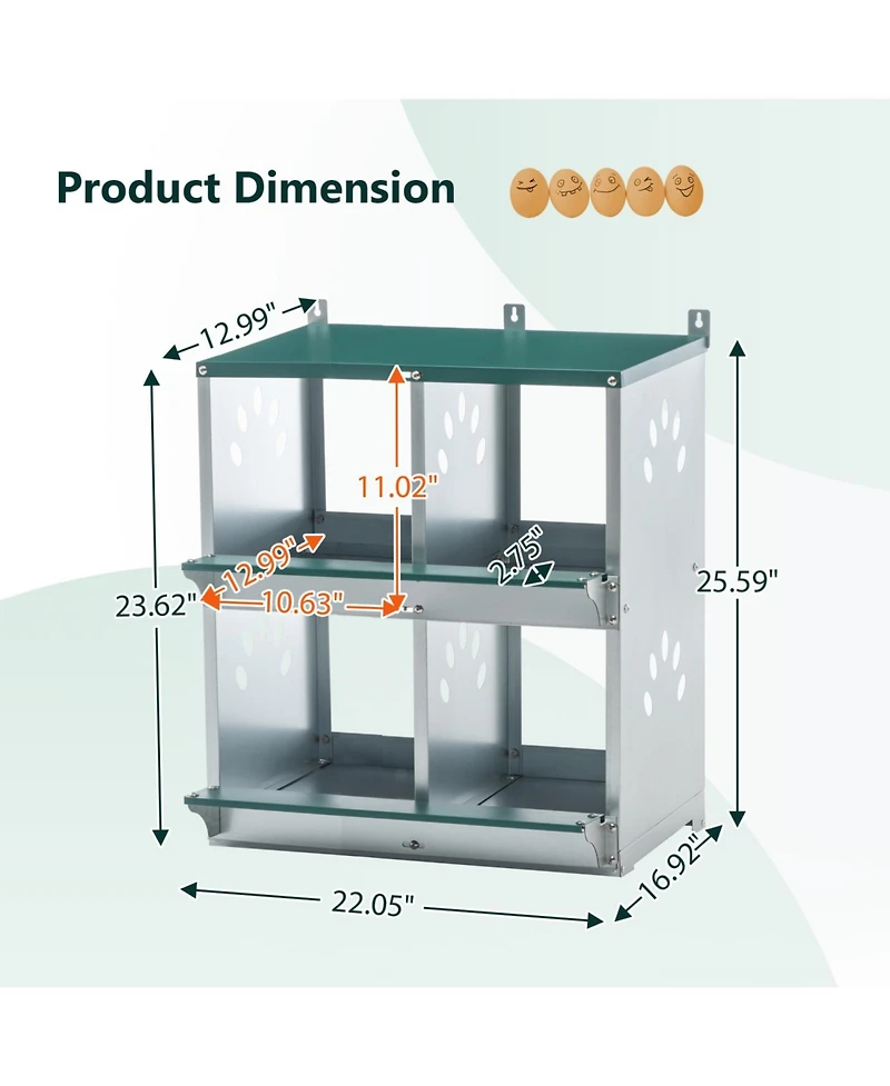 Streamdale Furniture Chicken Nesting Boxes - 4 Compartment Wall Mount