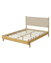 Streamdale Furniture Queen Mid-Century Platform Bed Frame with Headboard