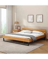 Streamdale Furniture Pine Wood & Iron Bed Frame - Modern Industrial