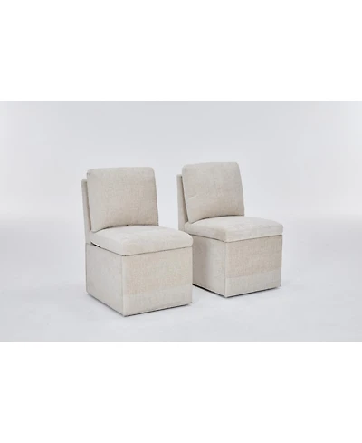 Streamdale Furniture Linen Upholstered Armless Dining Chair with Storage