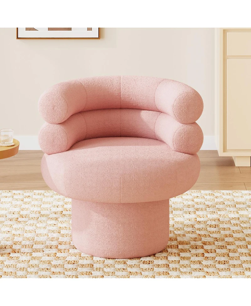 Streamdale Furniture 360° Pink Swivel Accent Chair for Living Room, Bedroom, or Small Space