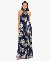 Betsy & Adam Petite Halter Neck A-Line Gown