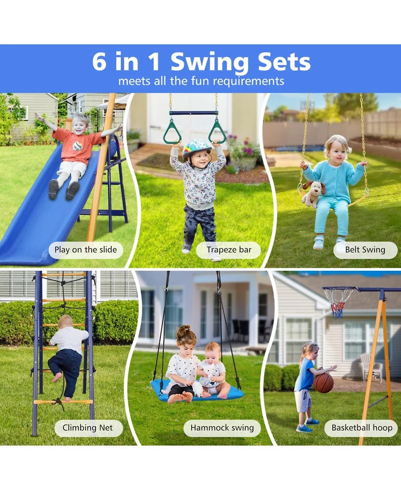 Streamdale Furniture Boys Streamdale Swing Set Slide, Swings, Net, Ladder
