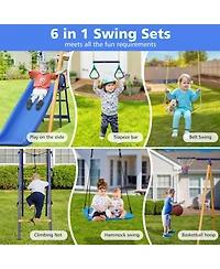 Streamdale Furniture Boys Streamdale Swing Set Slide, Swings, Net, Ladder