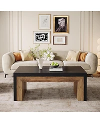 Tribesigns Farmhouse Coffee Table for Living Room, Mid-Century Modern Coffee Table with Sturdy Base