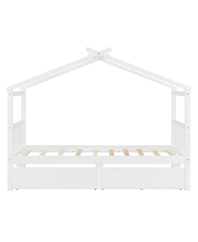 Streamdale Furniture Twin Wooden House Bed with Drawers