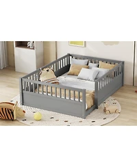 Streamdale Furniture Montessori Floor Bed Frame with Fence