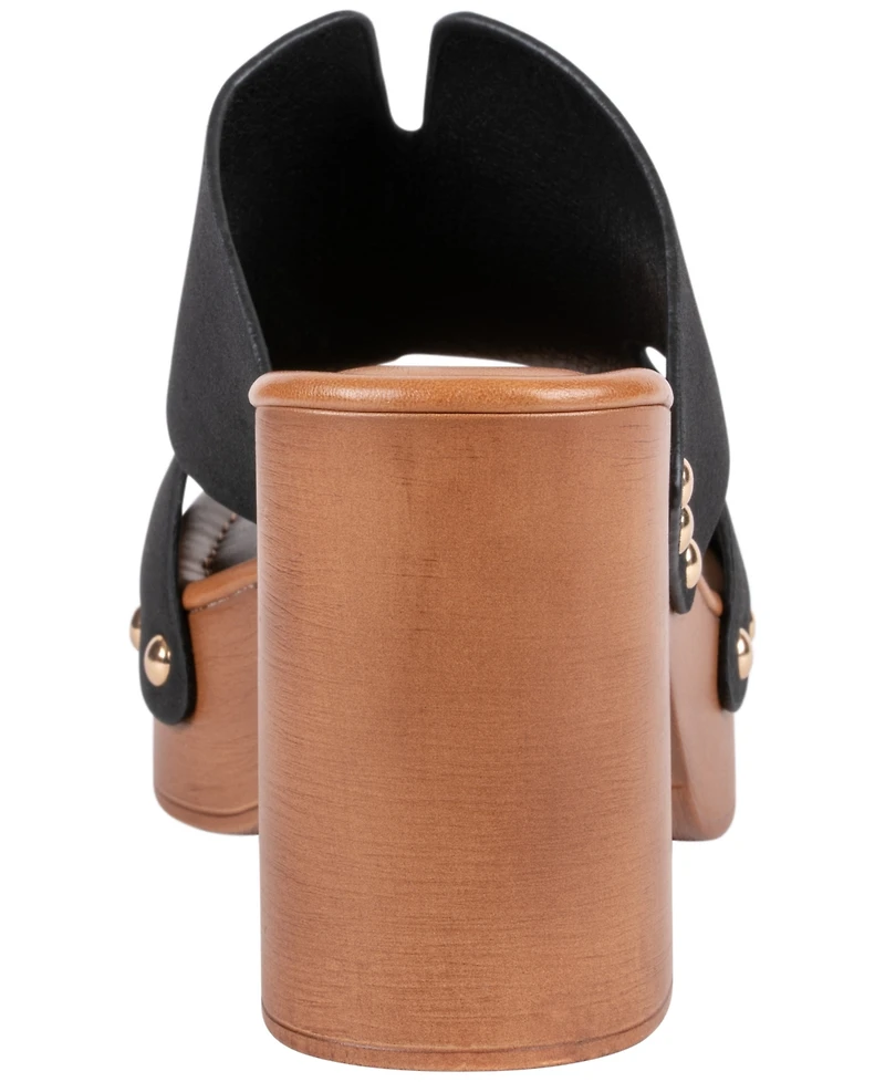 Gc Shoes Women's Cocktail Cutout Wooden Block Heel Platform Sandals