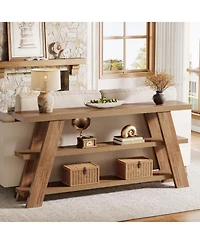 Tribesigns 70.9" Extra Long Console Table with Storage, 3-Tier Narrow Wooden Sofa Table Behind The Couch, Farmhouse Entry Foyer Table