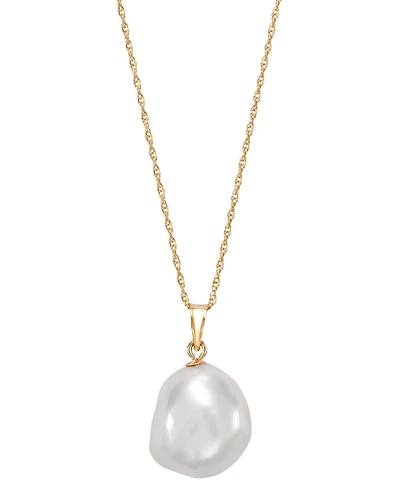 Macy's Freshwater Pearl Pendant Necklace in 10k Yellow Gold