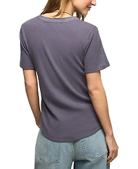 Lucky Brand Women's Short-Sleeve Cutwork Henley Top