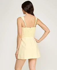 Rare Editions Juniors' Square Neck Sleeveless Short Dress