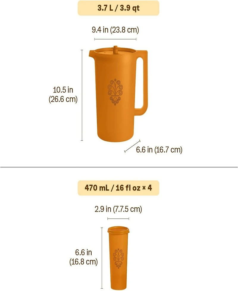 Tupperware Retro Classic 5-Piece Pitcher and Tumbler Set