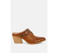 Rag & Co Womens Women Holler Carved Buckle Statement Mules