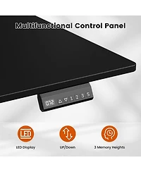 Homlux 47x24" Sit-Stand Desk Height Adjustable Computer with 2 Hooks, Storage Drawers, Printer Cabinet, Brown