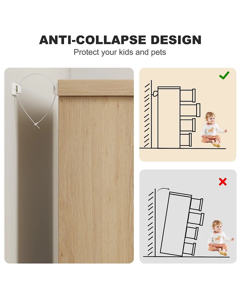 gaomon 4-Drawer Modern Wood Dresser Bedroom Organizer with Embedded Handles, Storage Cabinet for Living Room, Nursery, Hallway