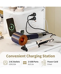 gaomon Vanity Desk with Mirror and Lights, Makeup Vanity Set with Desk and Stool