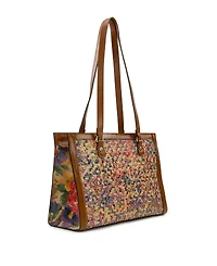 Patricia Nash French Hydrangeas Medium Marena Woven Satchel Bag