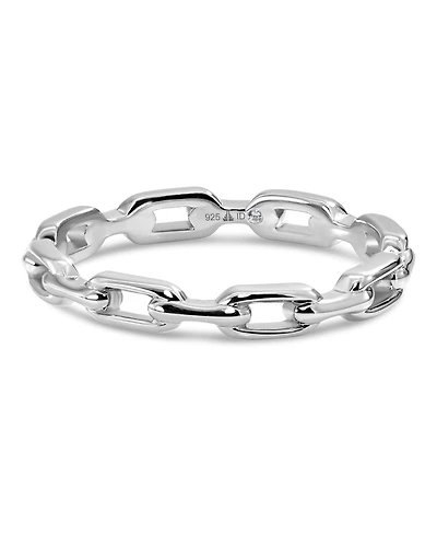 Devata Cable Link Ring Rhodium Plated Sterling Silver, 6