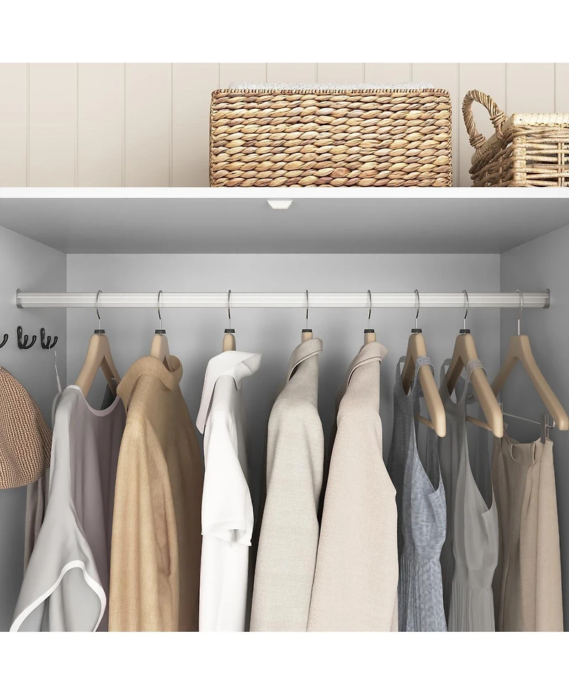 Streamdale Furniture Streamdale 4-Door Wardrobe w/ Mirror, Led, 2 Drawers, Rod, Shelves, White