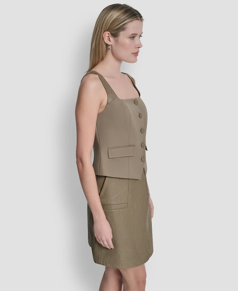 Dkny Women's Techy Sport Button-Up Vest Top