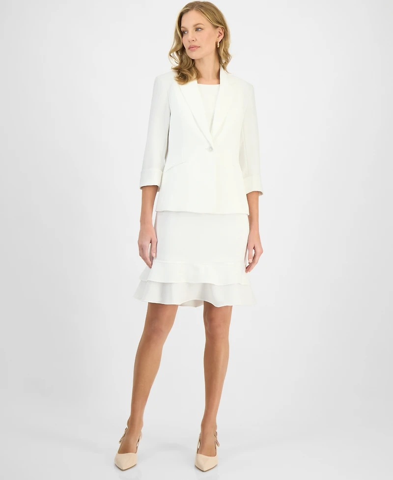 Kasper Women's Cuffed-Sleeve One-Button Blazer, Regular & Petite