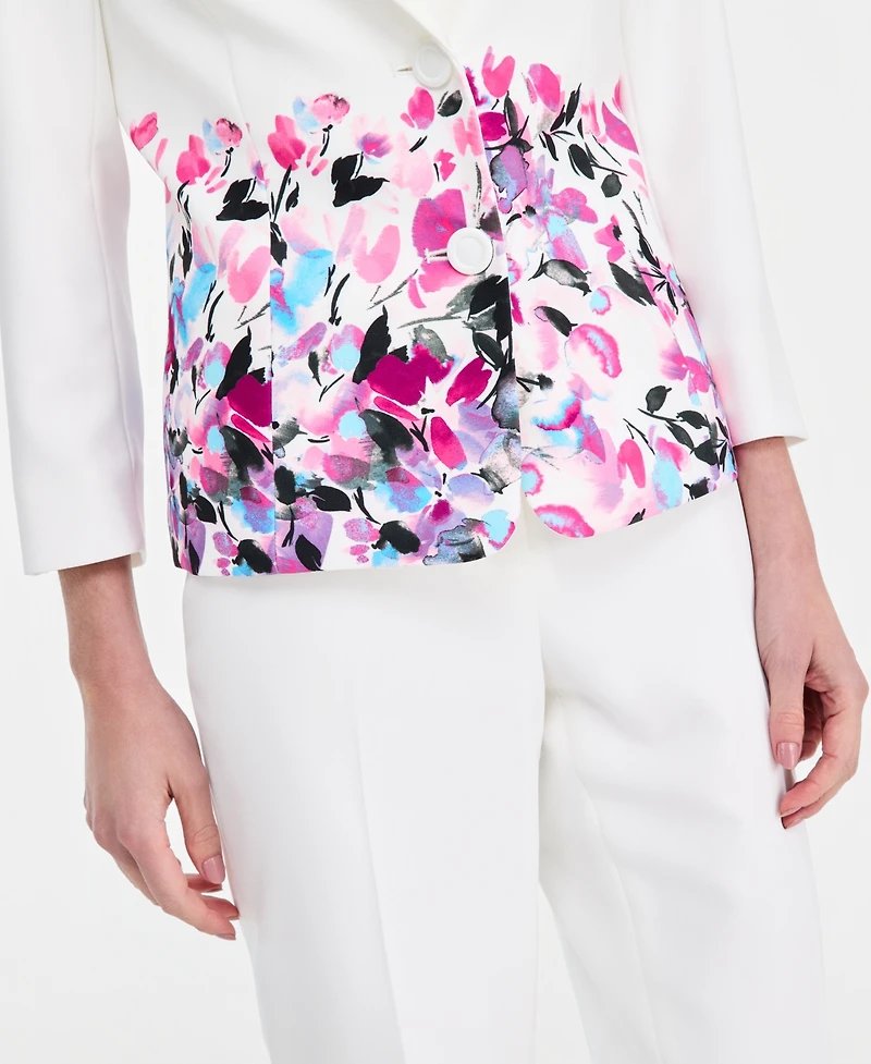 Kasper Women's Floral-Print Double-Button Blazer