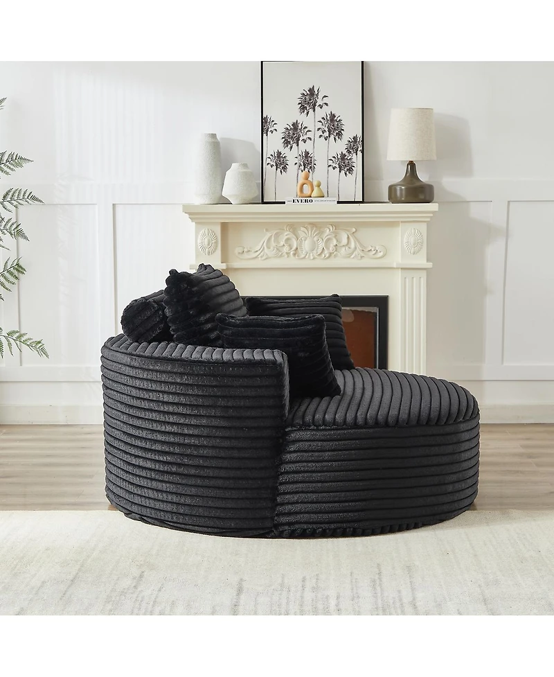 Streamdale Furniture Streamdale 55"L Corduroy Foam Single Swivel Chair, Fluffy Modern Sleeper, 360 Degree Swivel