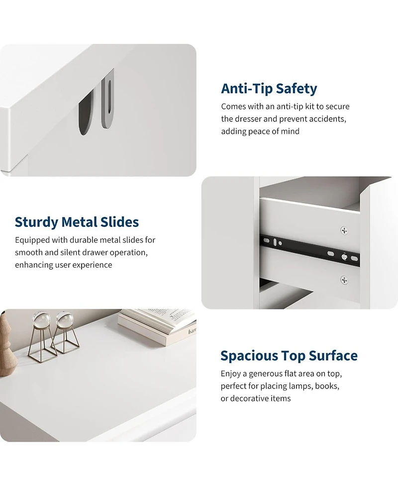 gaomon 6-Drawer Dresser, Simply Modern Wooden Chest of Drawers for Bedroom Storage, White