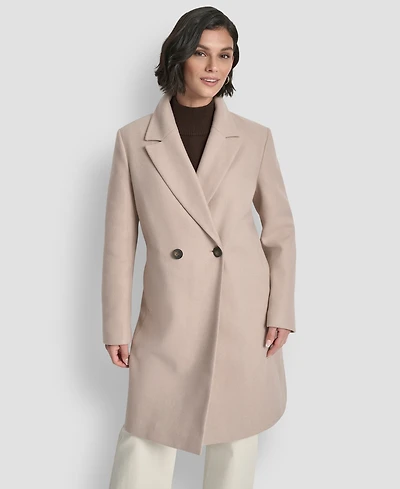 Dkny Women's Sams Double-Breasted Notch Collar Coat