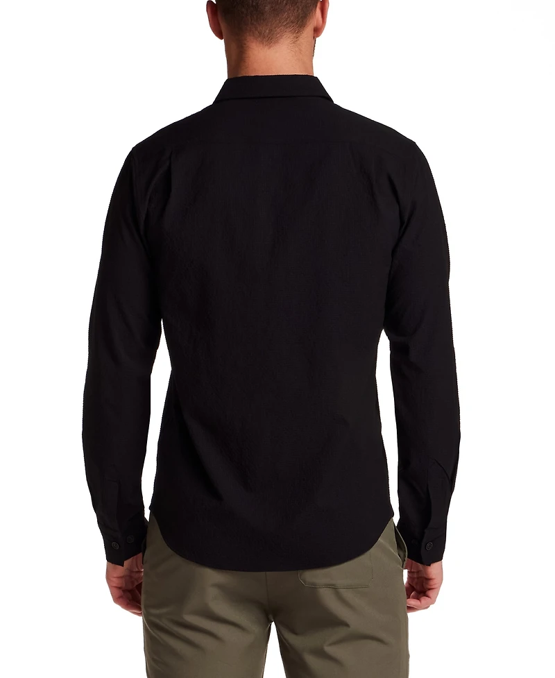 Vintage & Black Men's Long-Sleeve Mini Seersucker Shirt