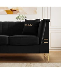 Streamdale Furniture Modern Velvet Sofa with Vertical Channel Tufting