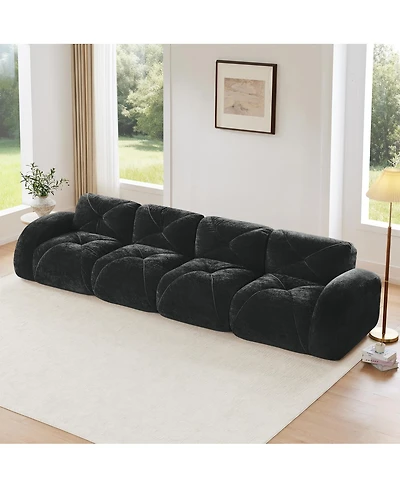 Streamdale Furniture Soft Velvet Boneless Sofa, Ergonomic, No Assembly, Black