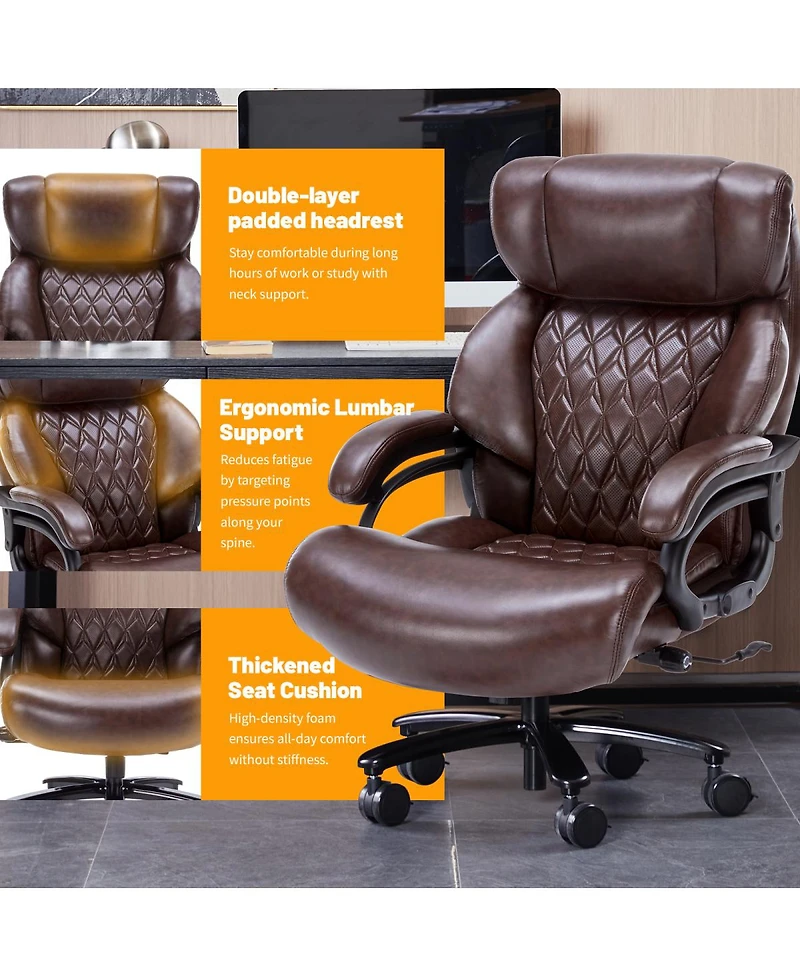 Streamdale Furniture 600lbs Big and Tall Office Chair, Executive Chair with Adjustable Headrest, High Back, Heavy Duty Pu Leather