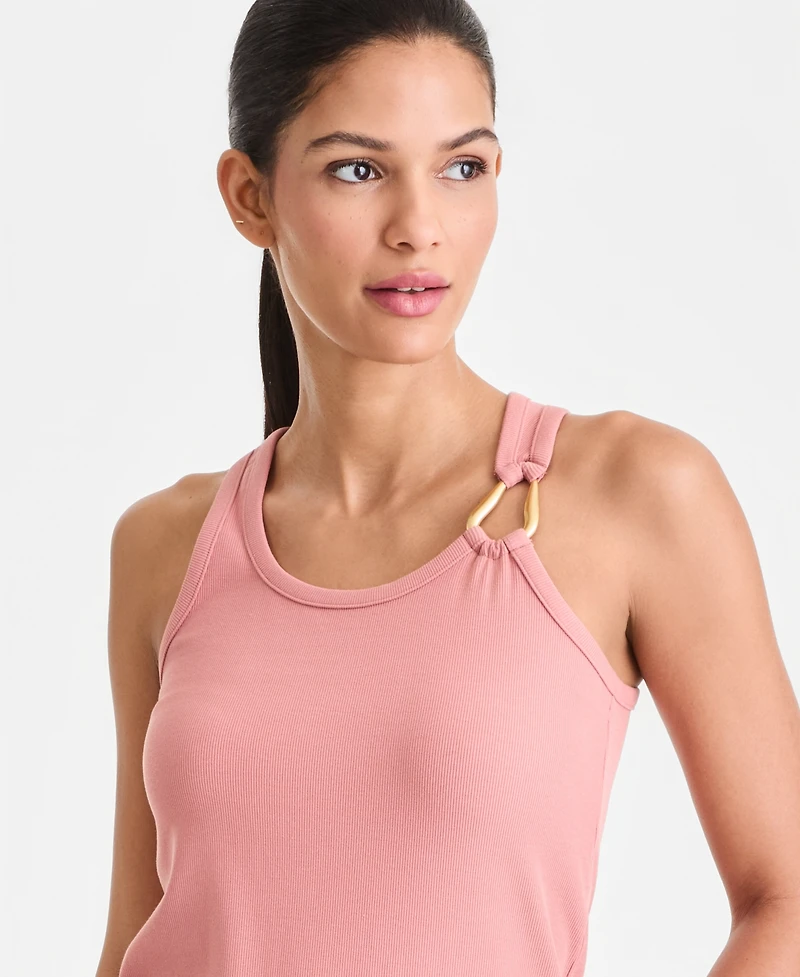 I.n.c. International Concepts Women's Perfect Ribbed Hardware-Trim Tank Top, Exclusively at Macy's