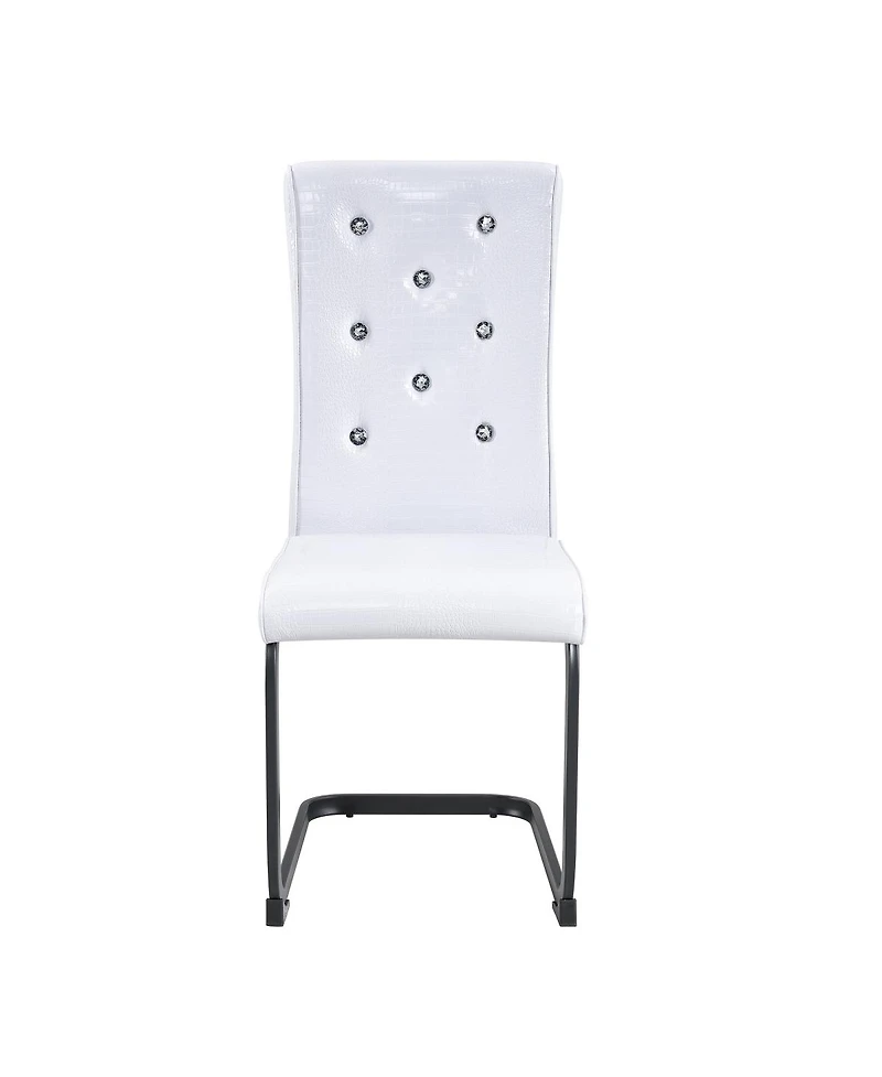 Streamdale Furniture Set of 4 Retro Alligator Upholstered Dining Chairs with Crystal Buckle