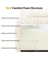 Streamdale Furniture Streamdale 114" Modern L-Shaped Flannelette Sectional Sofa with Movable Ottoman, Cream