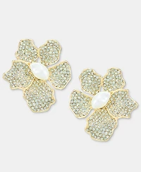I.n.c. International Concepts Crystal & Imitation Pearl Flower Button Earrings, Macy's Exclusive