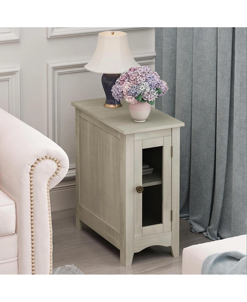 Streamdale Furniture Rectangle Narrow Accent Side Table, Gray Veneer