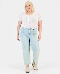 And Now This Trendy Plus Cotton Eyelet Button-Front Top, Macy's Exclusive