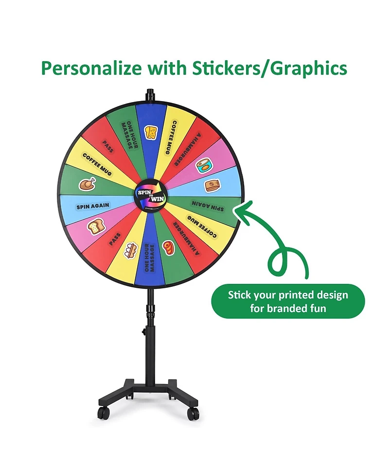 WinSpin 48" Large Giant Prize Wheel w/ Mobile Base Spinning Raffle Trade Show