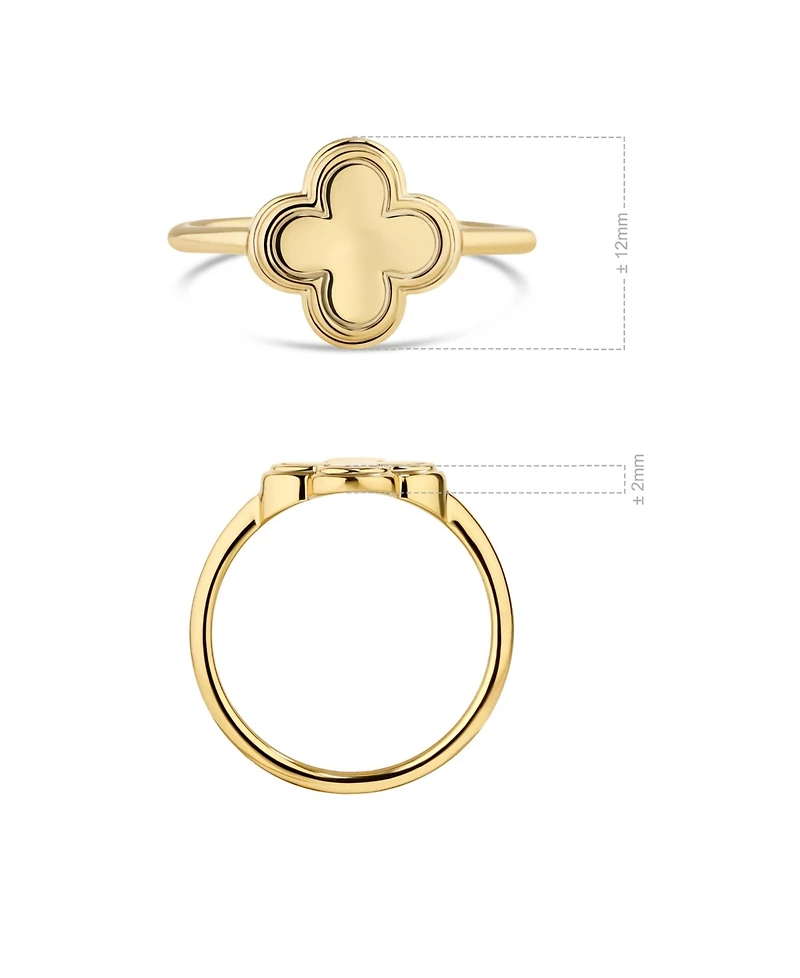 Devata Contour-lined Clover Ring Gold Plated Sterling Silver, 6