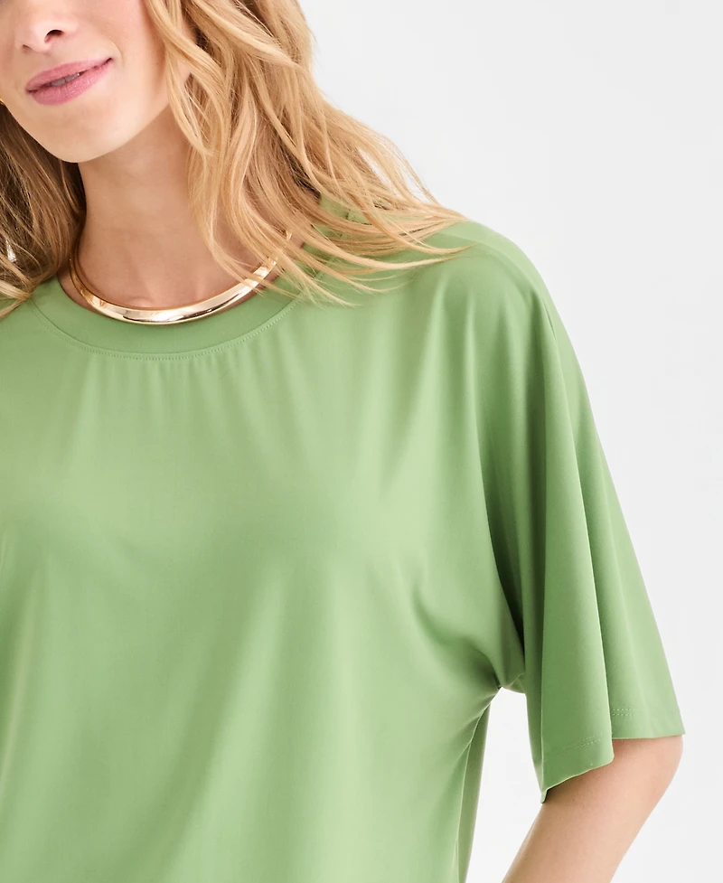 I.n.c. International Concepts Women's Silky Jersey Elbow-Sleeve T-Shirt, Macy's Exclusive