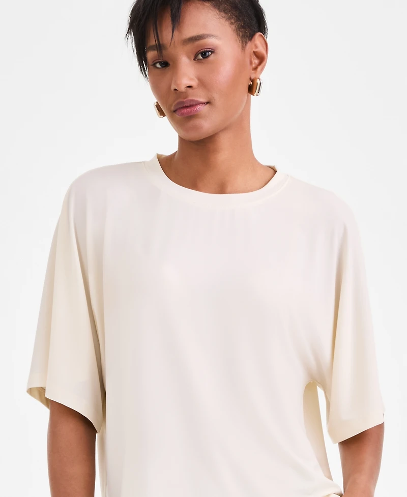 I.n.c. International Concepts Women's Silky Jersey Elbow-Sleeve T-Shirt, Macy's Exclusive