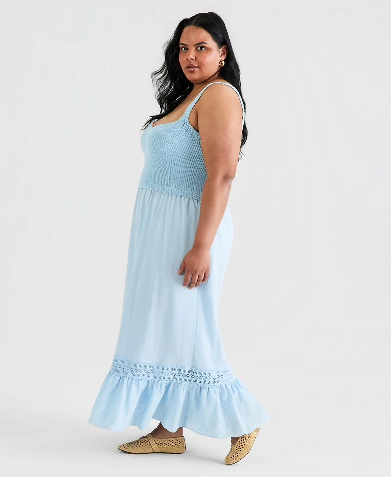And Now This Trendy Plus Mixed-Media Maxi Dress, Macy's Exclusive