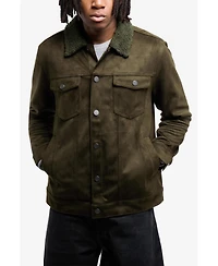 Xray Men's Faux Suede Jacket With Fur Collar