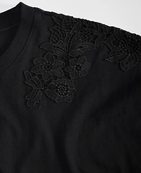 I.n.c. International Concepts Women's Lace-Trim Cotton T-Shirt, Macy's Exclusive