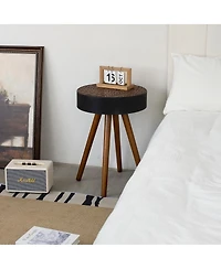 Streamdale Furniture Round Coffee Table with Carved Top, Small Accent Nightstand