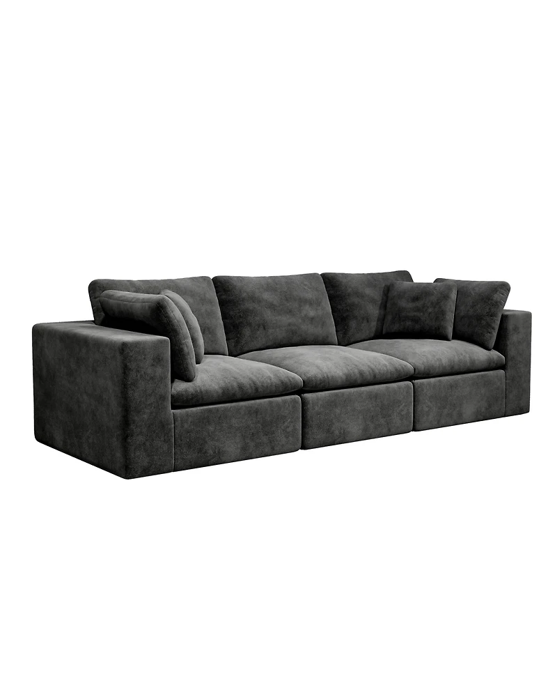 Streamdale Furniture Gray 3PC Modular Sectional Sofa, Plush Corduroy, No Assembly Required