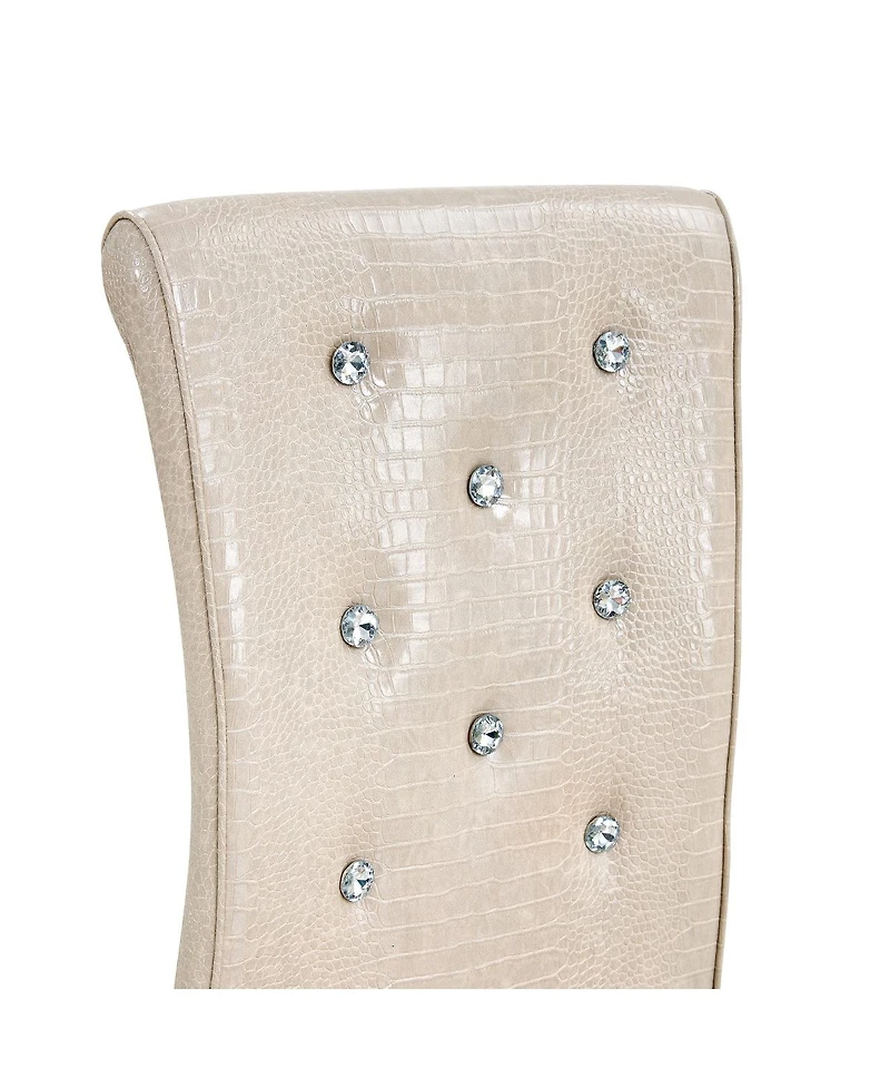 Streamdale Furniture Set of 2 Retro Alligator Upholstered Dining Chairs with Crystal Buckle & Gold Legs